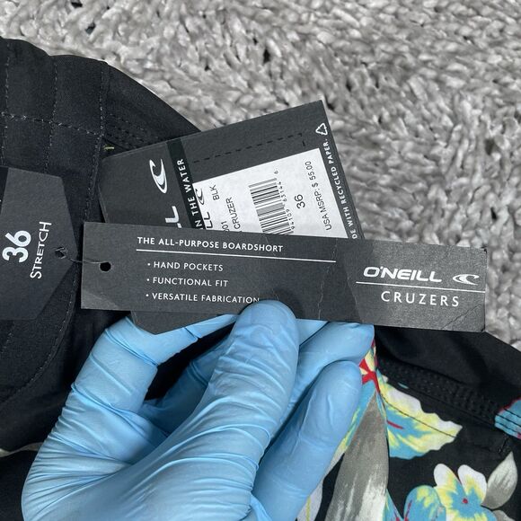 O’Neill Cruzers All Purpose Board Shorts Men’s 36 Floral Black Above Knee NWT’s - Picture 4 of 8